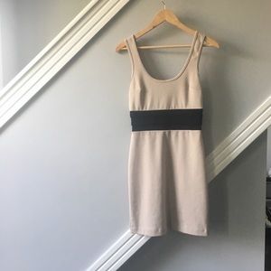 Beige and black mini dress